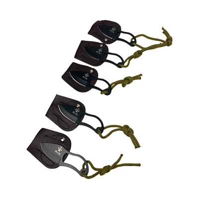 5 Pack Mini pocket survival, camping , EDC tactical Knife w/lanyard and sheath - Image 1 of 4