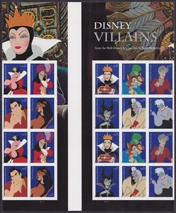 US 5213-5222 5222a Disney Villains F vert white gutter block 20 A MNH 2017 - Picture 1 of 1