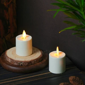 Set of 2 Flameless Moving Wick Rechargeable Tea Lights with Remote Led Tealights - Picture 1 of 6