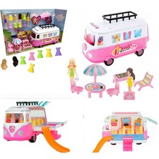 Camper Vacanze Giocattolo Bambini con 2 Mini Bambole Vestiti e Accessori Gioco