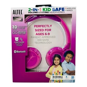 Altec Lansing Kid Safe 2 in 1 Bluetooth Wireless Rosa Cuffie per Bambini - Sigillate - Foto 1 di 8