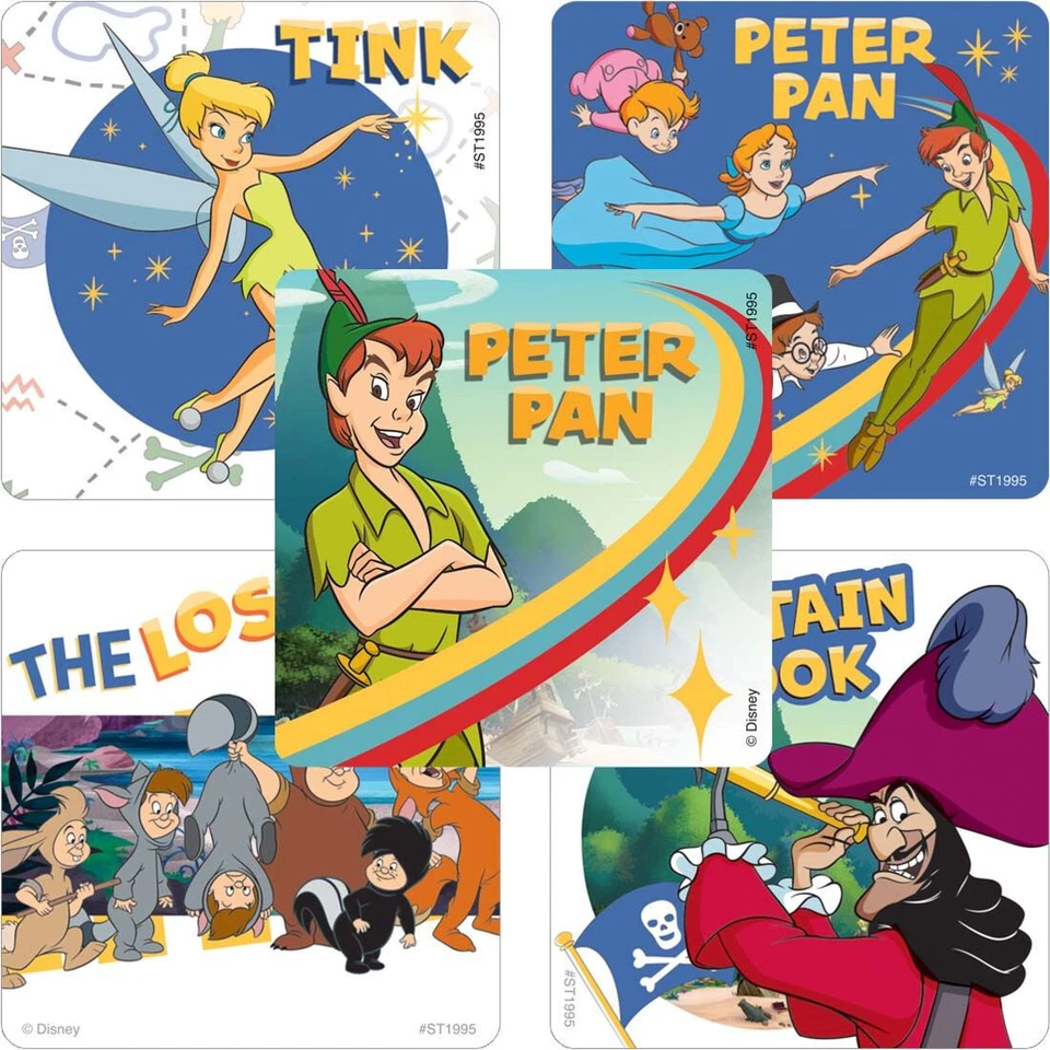 SMILEMAKERS 25 Peter Pan Classic Stickers, 2.5"x2.5" each, Party Favors