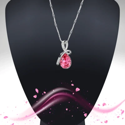 Damen Halskette Wassertropfen Zirkon Anhänger Moderner Frauen Schmuck Silber - Bild 1 von 4