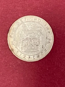 Great Britain 1918 SILVER 6 Pence  Beautiful HIGH Grade King George V   UK Coin - Picture 1 of 2