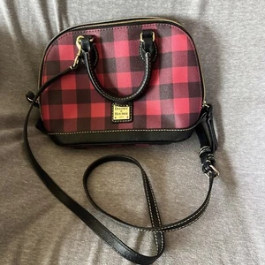 Dooney & Bourke BITSY BAG Plaid SMALL Crossbody Satchel Bag Purse Red Black chec - Picture 1 of 8