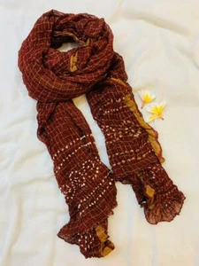 Rajasthani Traditional Bandhani Bhandej Tie & Dye Zari Georgette Dupatta Maroon - Imagen 1 de 1