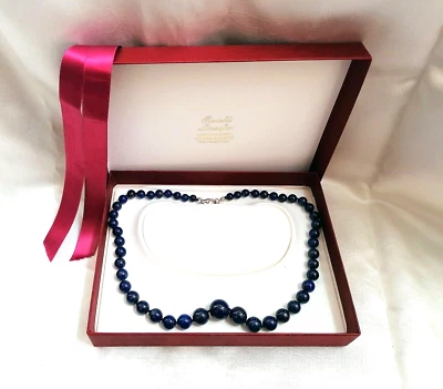 IMPORTANTE COLLANA SCALARE IN AUTENTICO LAPISLAZZULO CHIUSURA ARGENTO. - Immagine 1 di 4