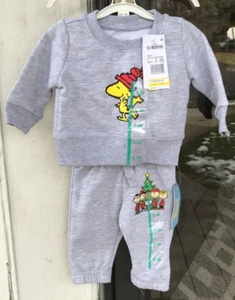 Conjunto de 2 sudaderas y joggers grises Woodstock Snoopy talla 0-3 meses Peanuts Baby G - Imagen 1 de 6