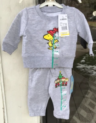 Conjunto de 2 sudaderas y joggers grises Woodstock Snoopy talla 0-3 meses Peanuts Baby G Foto 1 de 4