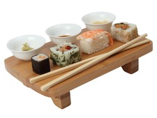 Set 2 Stück Tapasbrett mit Griff 50x18x1,4cm Servierplatte Sushiplatte Vorspeise