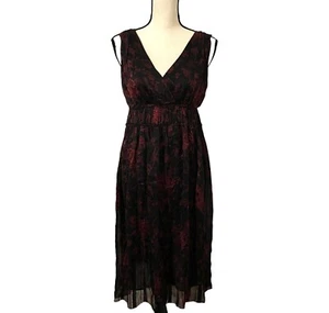 Chelsea & Theodore Midikleid Damen Größe 6 Seide Blumenmuster schwarz rot Whimsigoth - Bild 1 von 5