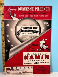 🔥1952 Pittsburgh Pirates Baseball Program vs Braves Unscored HIGH GRADE🔥 - Picture 1 of 5