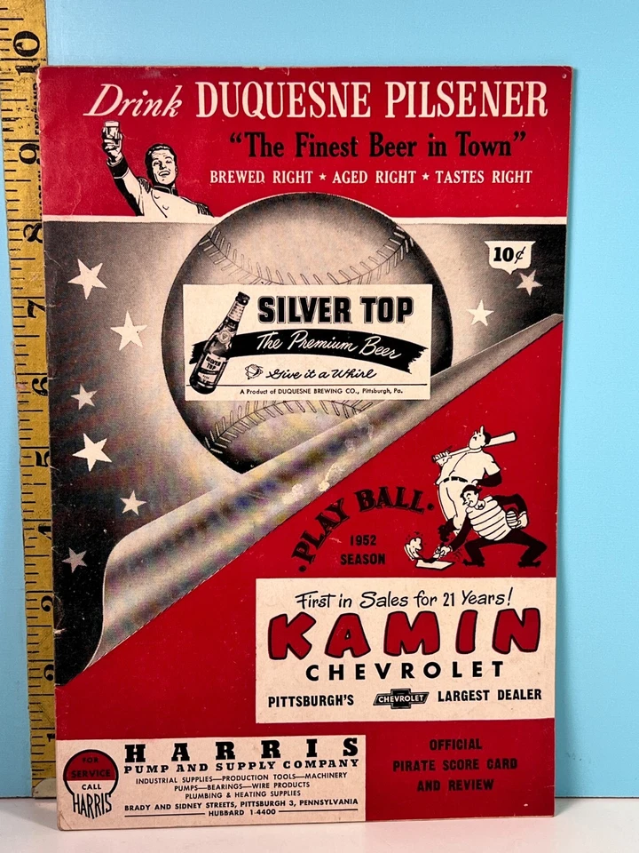 🔥1952 Pittsburgh Pirates Baseball Program vs Braves Unscored HIGH GRADE🔥 - Image 1 of 4