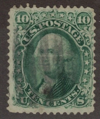 Estampilla de Estados Unidos Scott # 68 verde diez centavos Washington - usada  Foto 1 de 2