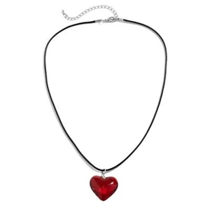 Love Pendant Clavicle Chain Colorful Heart-shaped Glass Chocker Leather V3U2 - Picture 1 of 20