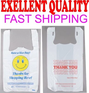 1/8 THANK YOU-happy fave T-Shirt Bags 10"x18"x5"Plastic Shopping bags 100-1000 - Picture 1 of 7