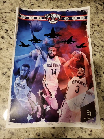 New Orleans Pelicans SUPERSTARS NBA Action POSTER Zion Williamson, Ingram, CJ Cover
