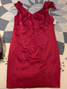 Women’s Collection Dressbarn Draped Sleeves Satin Sheath Dress - Red, Size 14 - Bild 1 von 16