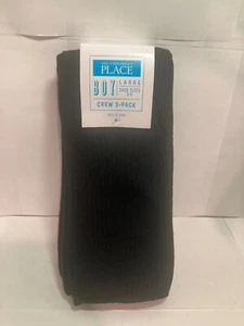 Children's Place Crew Socks 3 Pack Boys Black L 3 - 6 - Picture 1 of 2