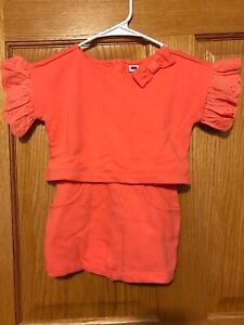 NWT Janie and Jack Sunshine Daydreams Coral Short Romper Girls Size 3