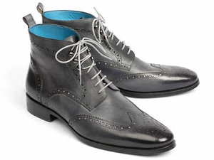 Paul Parkman Wingtip Ankle Boots Gray Hand-Painted (ID#777-GRAY) - Picture 1 of 1