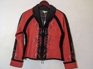Carson Coral collared 2-way zip Cardigan Sweater Jacket NWT MEDIUM $140 - Picture 1 of 7