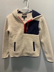 Nordstrom Neutral Fleece Hooded Quarter Zip Jacket NEW Size Medium 8-10 - Picture 1 of 5