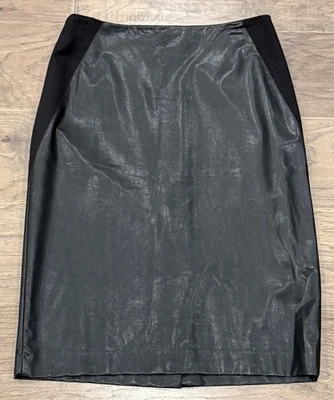 Falda Lápiz Chicos Talla 0 EE. UU. Talla 4 Negra Imitación Cuero Tejido Lados Foto 1 de 4