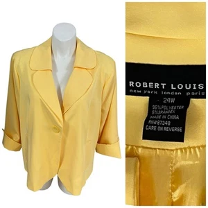 Robert Louis Blazer Womens 24W Yellow Jacket Office Corpcore Career Boardroom - Picture 1 of 14