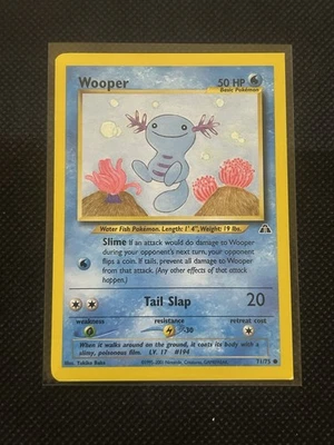Pokémon Error Misprint Square Corner Cut 1999 Wooper Neo Discovery WOTC Vintage - Image 1 of 2
