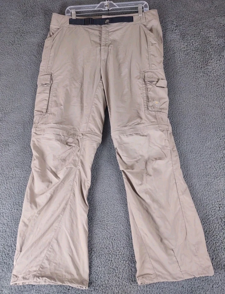Mountain Hardwear Pants Mens Large Beige Convertible Belted Climbing Hiking - Image 1 of 4
