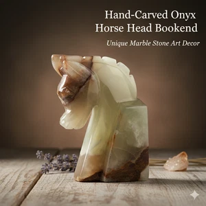 Marble Bookend Horse Head Premium Gift Quality Home Office Decor Book End New - Picture 1 of 10