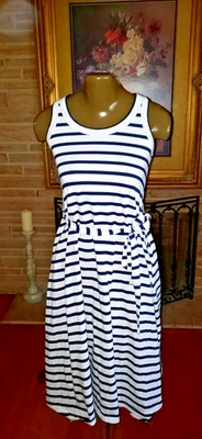 Vestido MAXI Ann Taylor Weekend negro/blanco a rayas para mujer talla XSP Foto 1 de 4