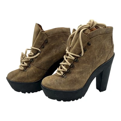 BOTAS POLO RALPH LAUREN Salto Oliva Bezerro Camurça Plataforma de Borracha Preta EUA Tamanho 9.5 - Imagem 1 de 4