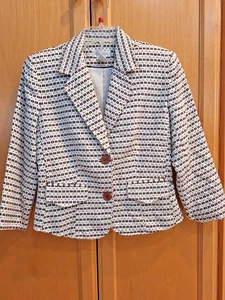 Worthington elfenbeinbraun Geo 3/4 Ärmel Knopfleiste vollständig gefütterte Jacke ~ Größe 4 - Bild 1 von 5