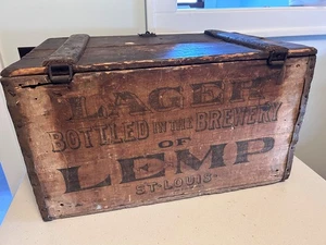 LEMP St. Louis Beer Bottle Wood Crate 1800s 1900s Pre Prohibition Falstaff Sign - Picture 1 of 6