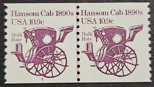 Estampilla de Estados Unidos Scott # 1904 - 10,9 c - Hansom Cab - Par de líneas de bobina - MNH - Imagen 1 de 1