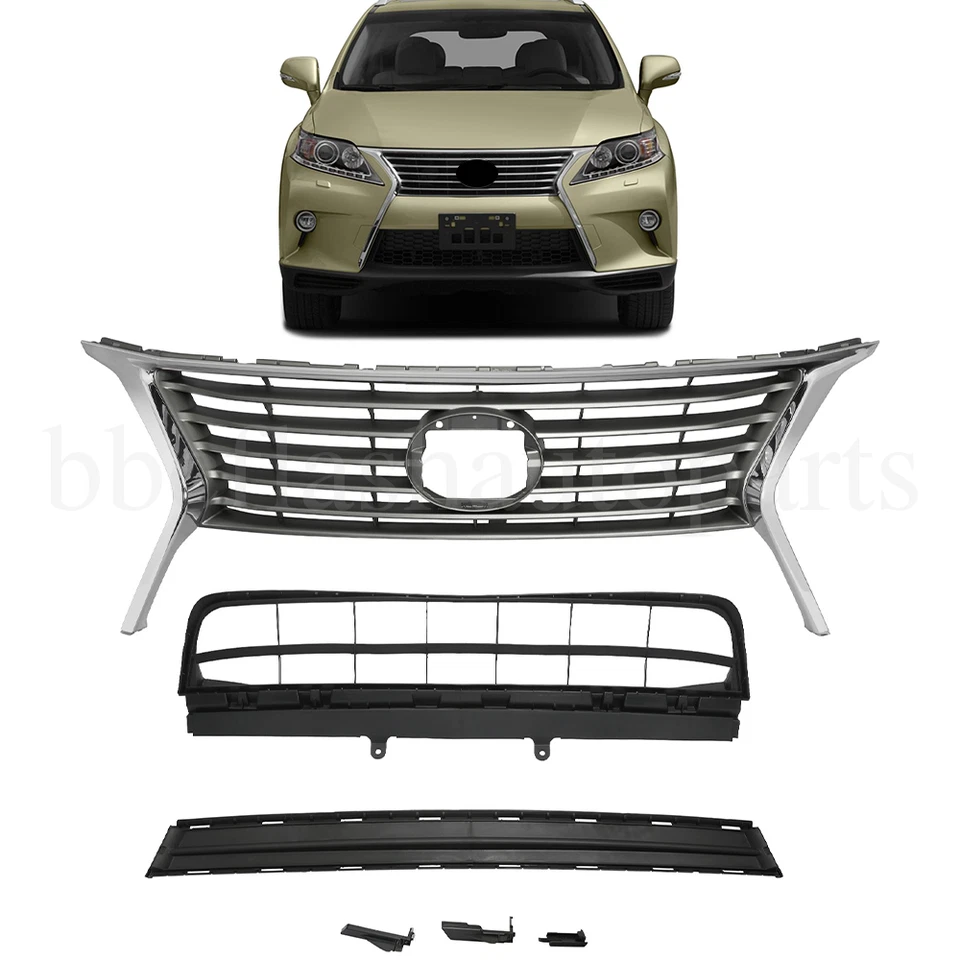 For 2013 2014 2015 Lexus RX350 RX450h Front Bumper Grille Upper Center Lower Set Foto 1 de 4