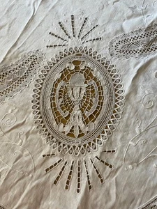 Interesante Mantel Litúrgico Antiguo Iglesia Misa Bordado Altar 230 X 120 Cm - Imagen 1 de 2