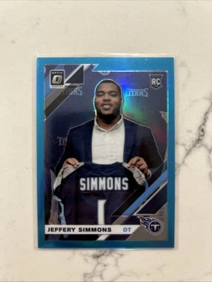 2019 Panini Donruss Optic Aqua Jeffery Simmons #/299 RC Rookie #108 Light Blue - Image 1 of 2