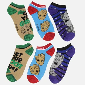 Marvel Guardians of The Galaxy I Am Groot 3 Pack Ankle Socks Fits Shoe Size 5-10 - Picture 1 of 5