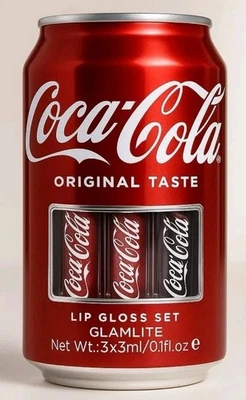 New Glamlite X Coca Cola - 3 Piece Lip Gloss Set In Realistic Coca Cola Can - Image 1 of 4