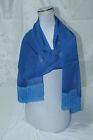 Stole CHIFFON Flamed with FRINGE blue ELECTRICAL #ELF - 2,00 x 0.70 mt
