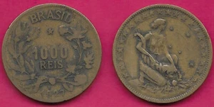 BRAZIL 1,000 REIS 1927 VF KNEELING LIBERTY FIGURE RIGHT,DENOMINATION WITHIN WREA - Picture 1 of 1