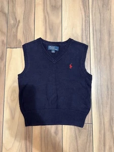 Ralph Lauren Polo Sweater Vest Size 3 Navy Blue Cable Knit Classic - Picture 1 of 5