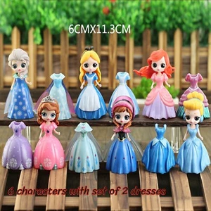 6Pcs Disney Princess Belle Snow White Cinderella Action Figure Cake Topper 11cmH - Picture 1 of 4