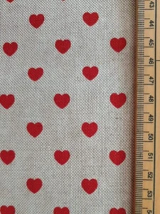 Heart fabric 80% Cotton 20% Poly material metre upholstered red love - Picture 1 of 2