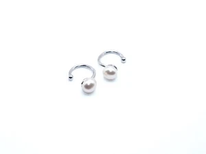 Sterling Silver Earrings White Pearl Pearls Ear Cuff Style 2 Cuffs Rings Jewelry - Picture 1 of 24