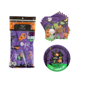 Halloween Party Supplies for 32 Guests Plates Napkins Table Cover Classroom Fun - Picture 1 of 6