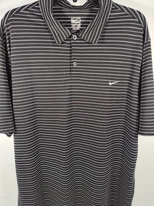 Nike Golf Performance Polo Men's Size XL Black White Stripe Embroidered Logo - Picture 1 of 8